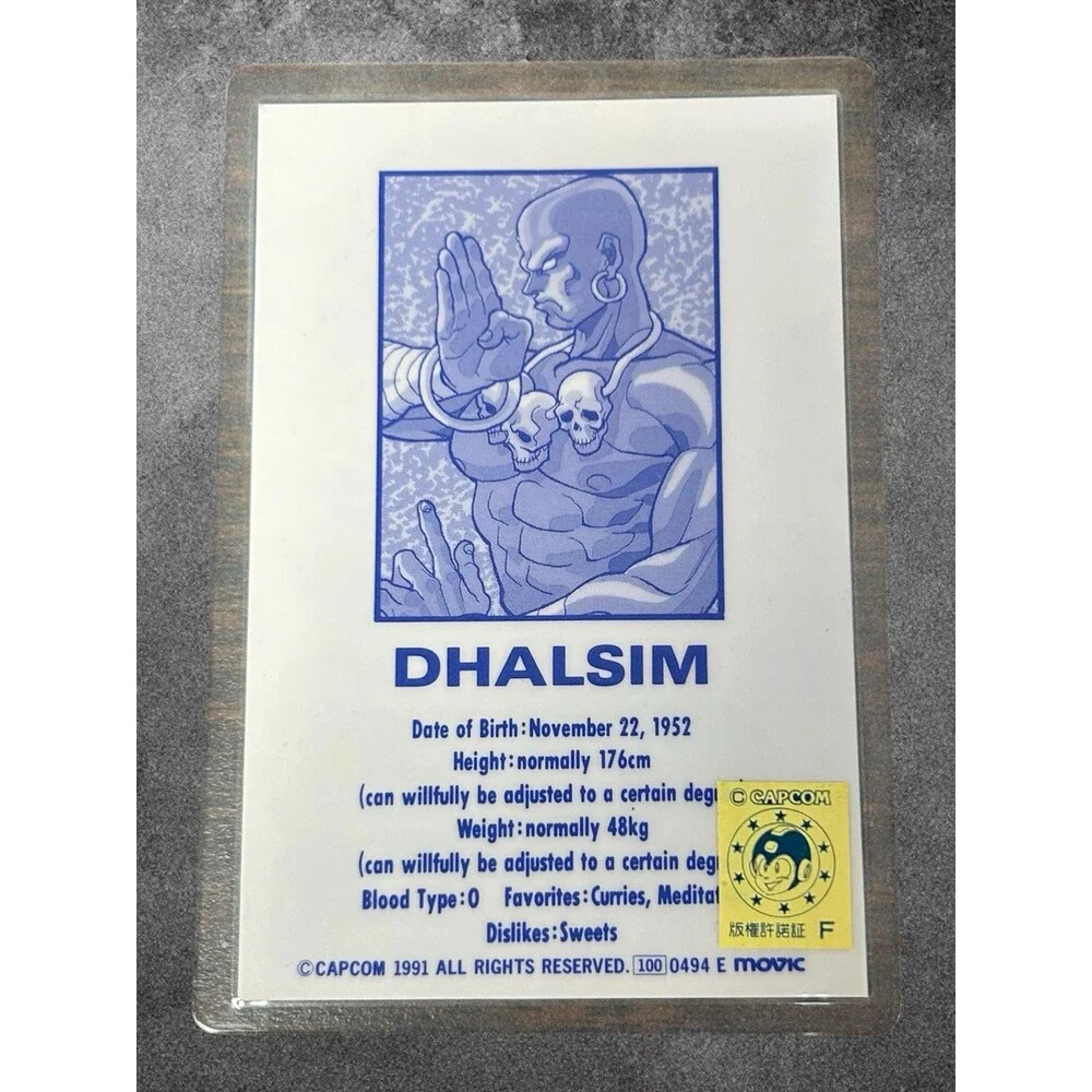 Vintage 1991 Dhalsim Street Fighter II Movic Character Profile Card Rare Capcom